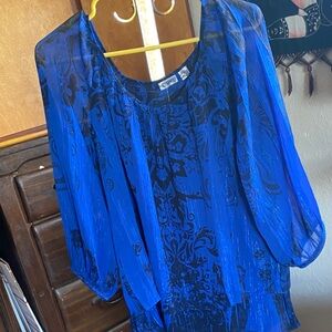 Cato Royal Blue Sheer Blouse